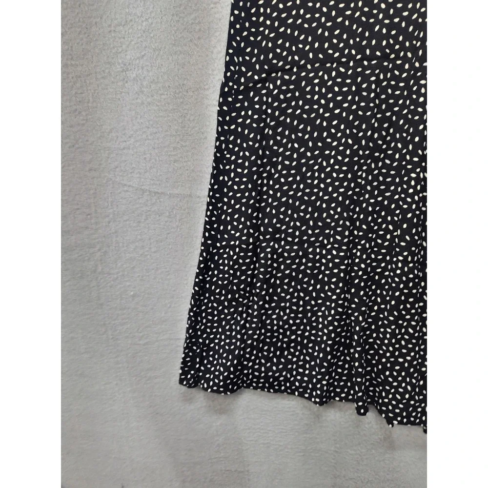 MNG Mango Black White Seed Print Midi Skirt Womens XXS High Waist A-Line Flowy